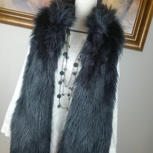 Loft Black Vegan Faux Fur Vest M/L
